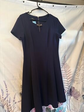 Alyx Navy Dress with gold zipper in back